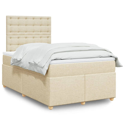 Box Spring Postel S Matrací Textil Krémová