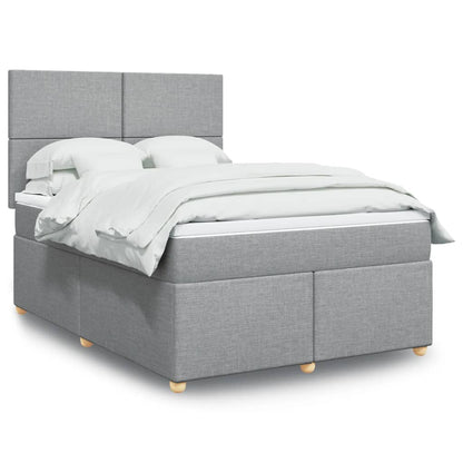 Box Spring Postel S Matrací Textil Světle Šedá