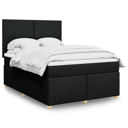 Box Spring Postel S Matrací Černá Textil Černá
