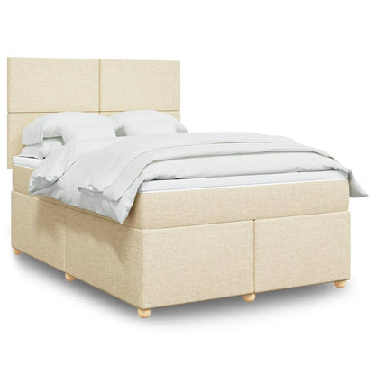 Box Spring Postel S Matrací Textil Krémová