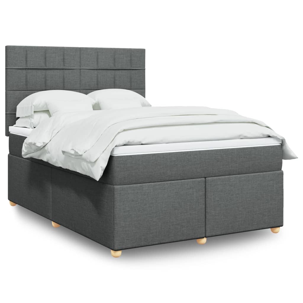 Box Spring Postel S Matrací Textil Tmavě Šedá