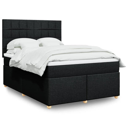 Box Spring Postel S Matrací Černá Textil Černá