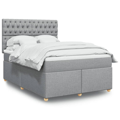 Box Spring Postel S Matrací Textil Světle Šedá