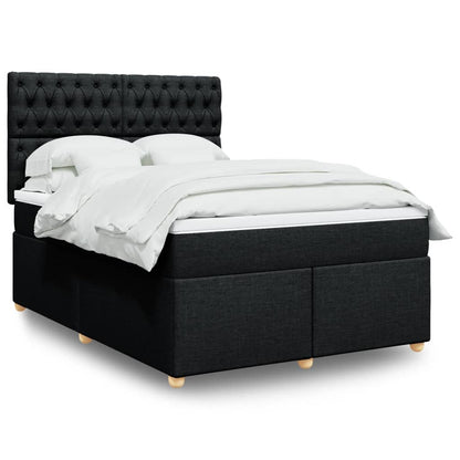 Box Spring Postel S Matrací Černá Textil Černá