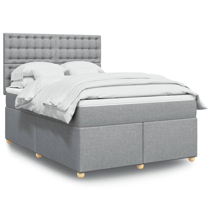 Box Spring Postel S Matrací Textil Světle Šedá