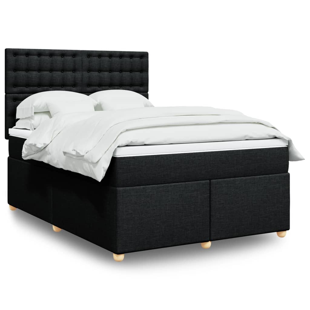 Box Spring Postel S Matrací Černá Textil Černá