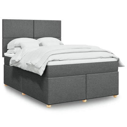 Box Spring Postel S Matrací Textil Tmavě Šedá