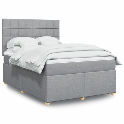 Box Spring Postel S Matrací Textil Světle Šedá