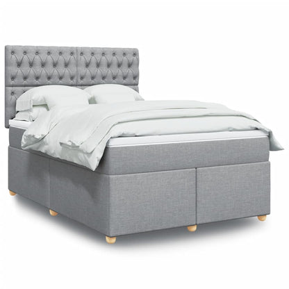 Box Spring Postel S Matrací Textil Světle Šedá