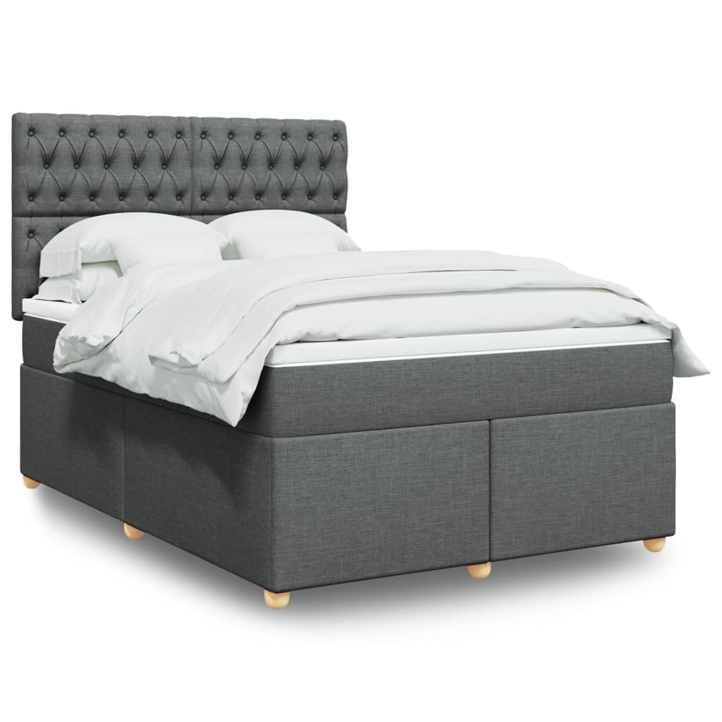 Box Spring Postel S Matrací Textil Tmavě Šedá