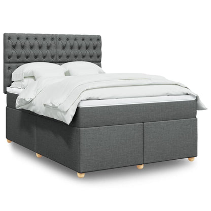 Box Spring Postel S Matrací Textil Tmavě Šedá
