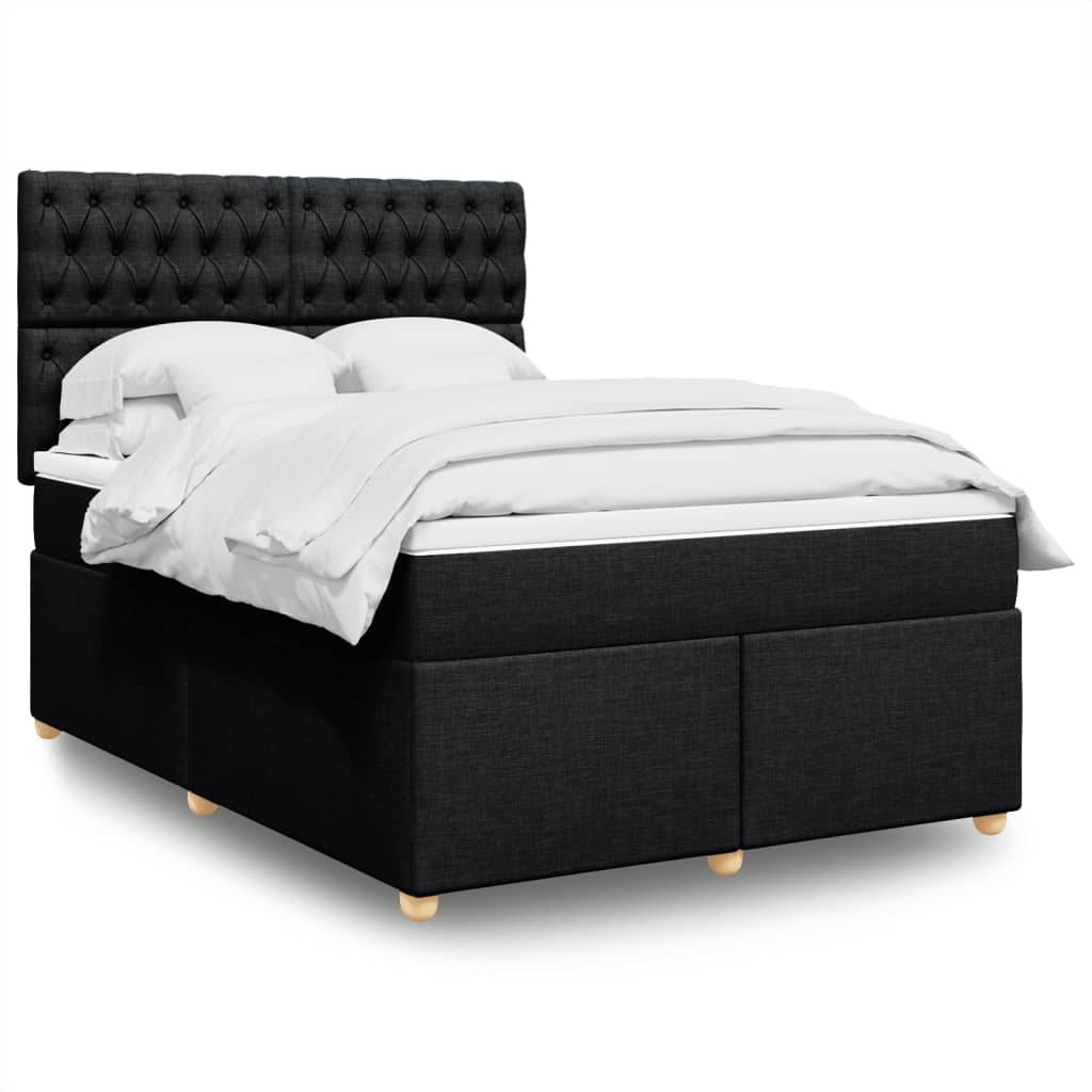 Box Spring Postel S Matrací Černá Textil Černá