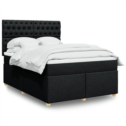 Box Spring Postel S Matrací Černá Textil Černá