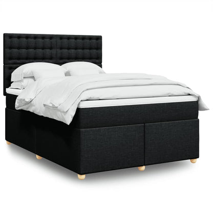 Box Spring Postel S Matrací Černá Textil Černá