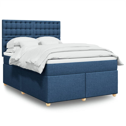 Box Spring Postel S Matrací Textil Modrá