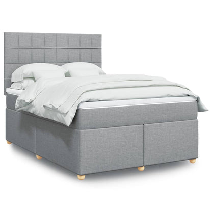 Box Spring Postel S Matrací Textil Světle Šedá
