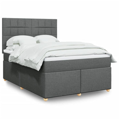 Box Spring Postel S Matrací Textil Tmavě Šedá