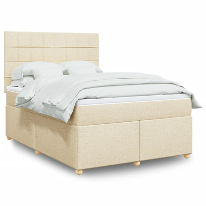Box Spring Postel S Matrací Textil Krémová