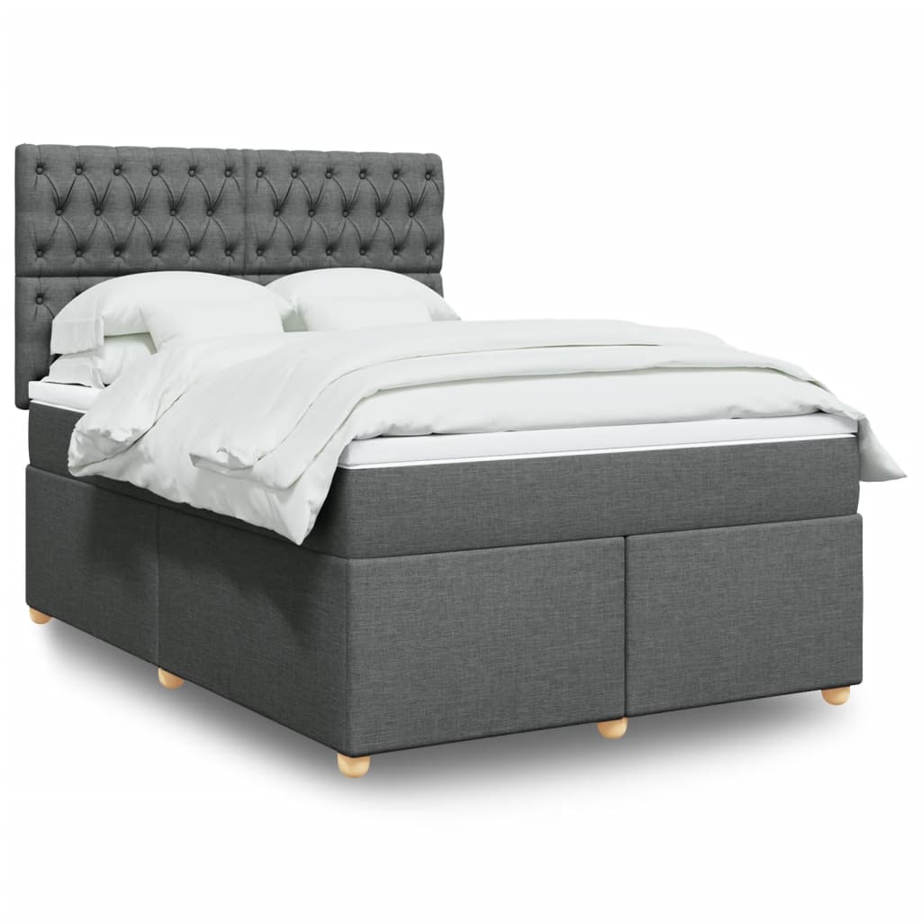 Box Spring Postel S Matrací Textil Tmavě Šedá