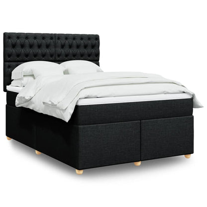 Box Spring Postel S Matrací Černá Textil Černá