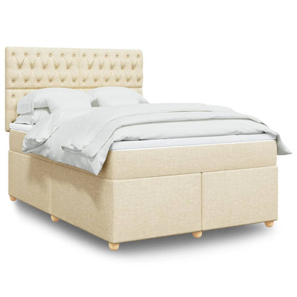 Box Spring Postel S Matrací Textil Krémová