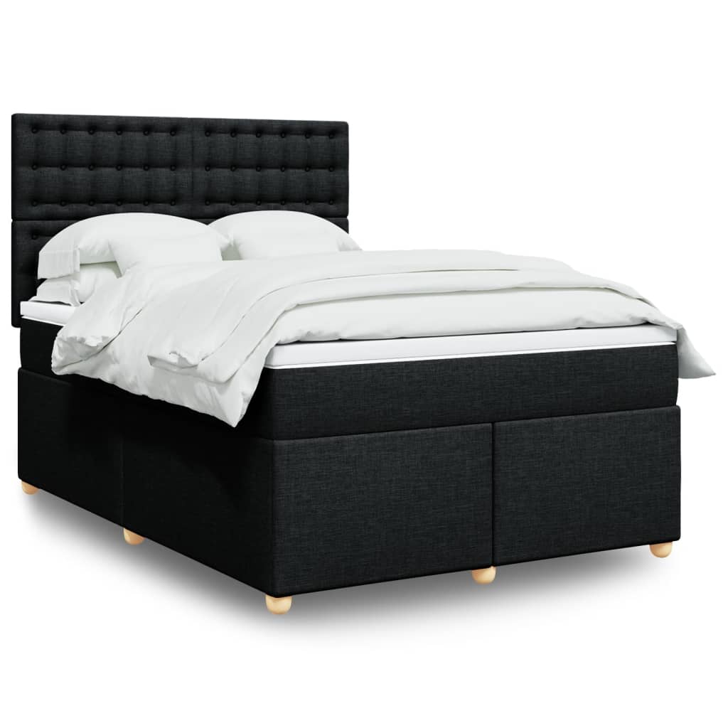 Box Spring Postel S Matrací Černá Textil Černá