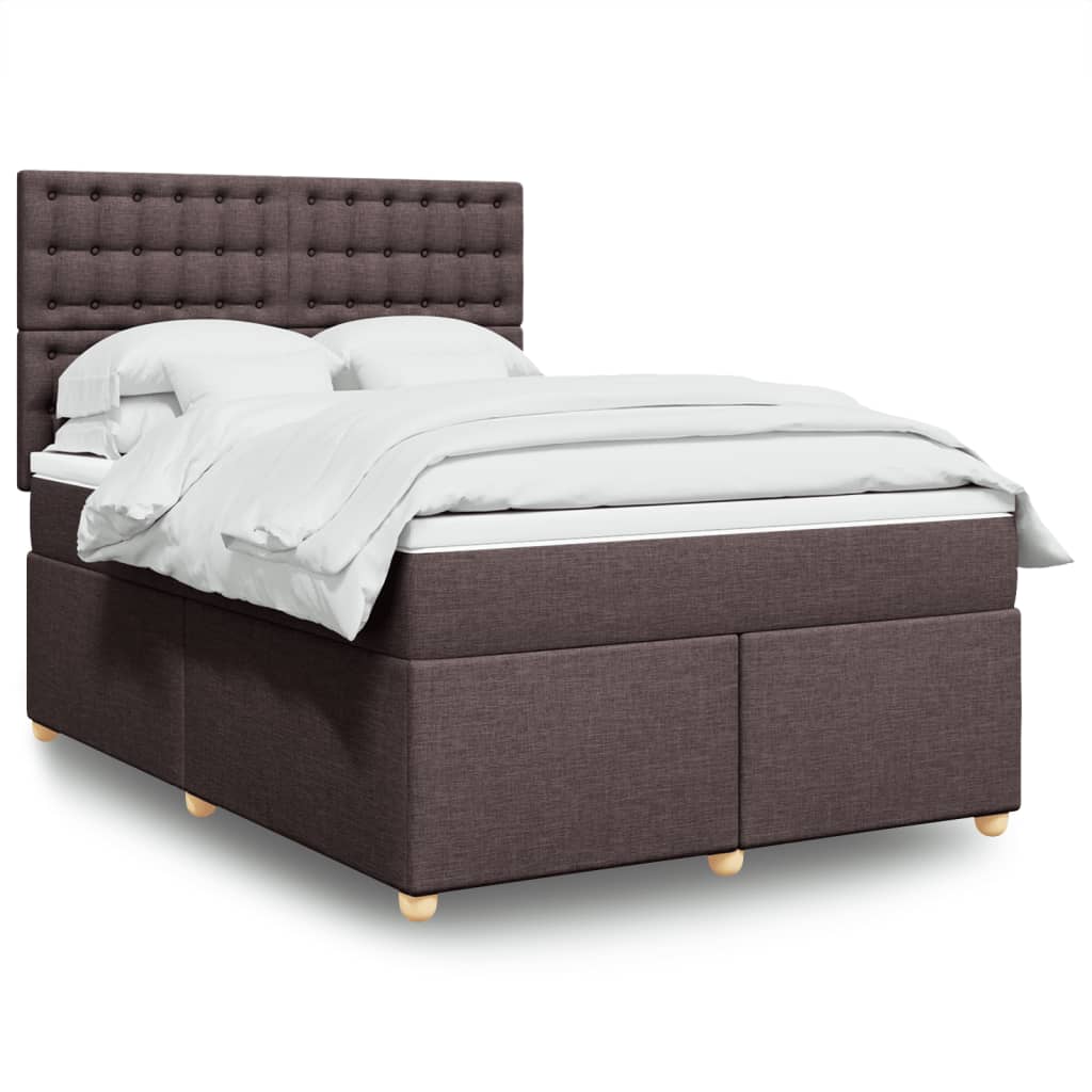 Box Spring Postel S Matrací Textil Tmavě Hnědá