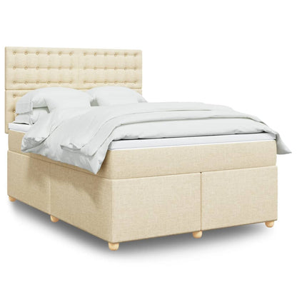 Box Spring Postel S Matrací Textil Krémová