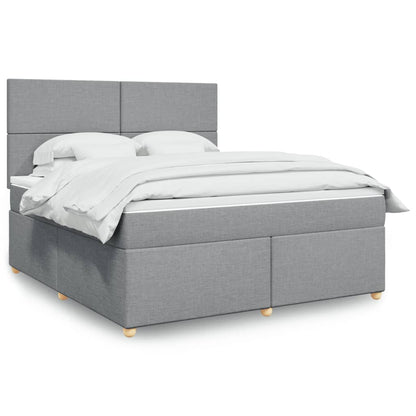 Box Spring Postel S Matrací Textil Světle Šedá