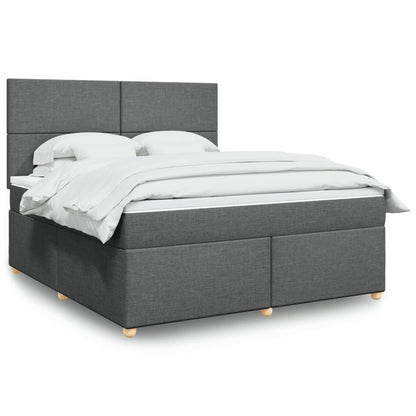 Box Spring Postel S Matrací Textil Tmavě Šedá