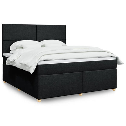 Box Spring Postel S Matrací Černá Textil Černá