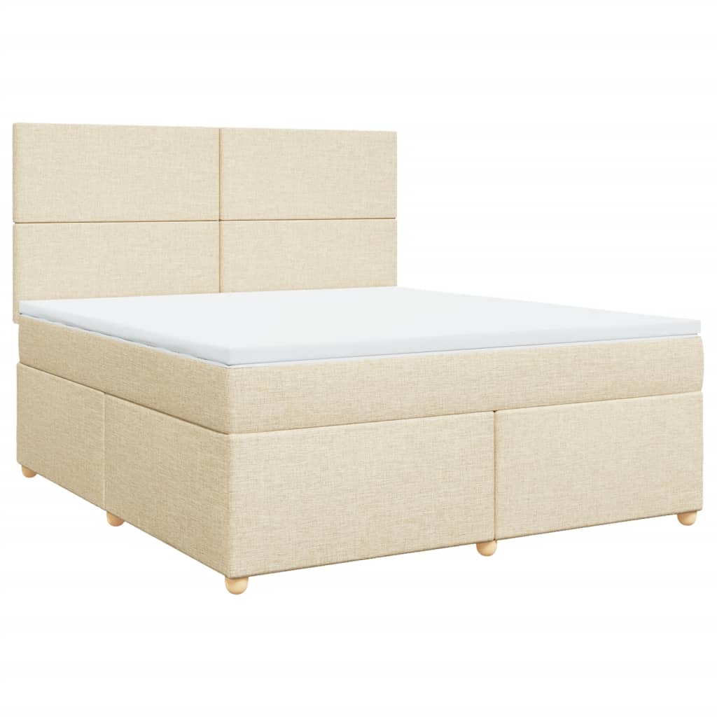 Box Spring Postel S Matrací Krémová 180X200 Cm Textil