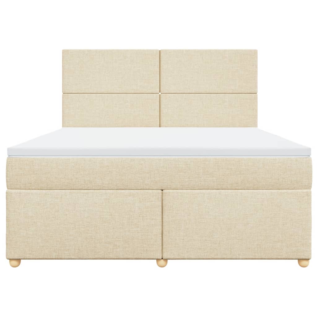 Box Spring Postel S Matrací Krémová 180X200 Cm Textil