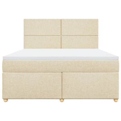 Box Spring Postel S Matrací Krémová 180X200 Cm Textil