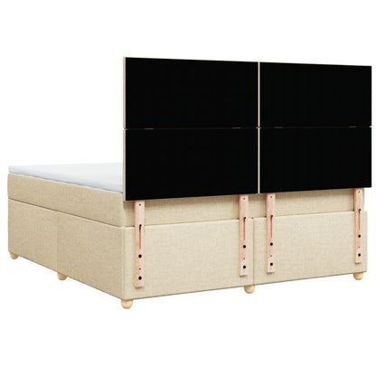 Box Spring Postel S Matrací Krémová 180X200 Cm Textil