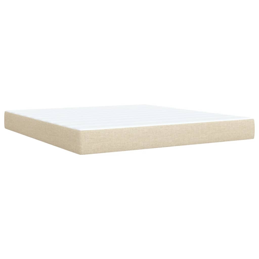 Box Spring Postel S Matrací Krémová 180X200 Cm Textil