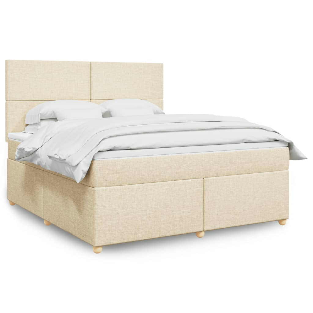 Box Spring Postel S Matrací Krémová 180X200 Cm Textil