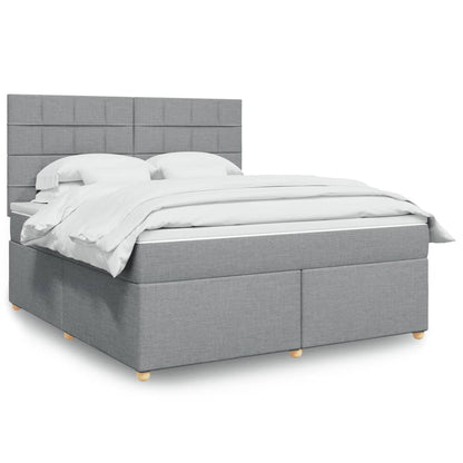 Box Spring Postel S Matrací Textil Světle Šedá