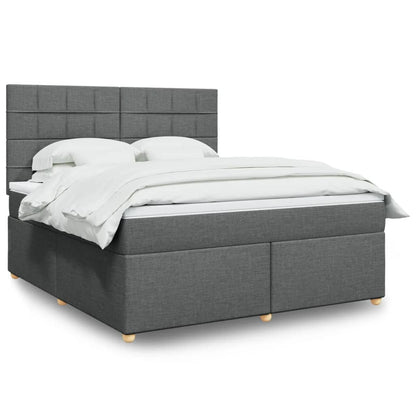 Box Spring Postel S Matrací Textil Tmavě Šedá