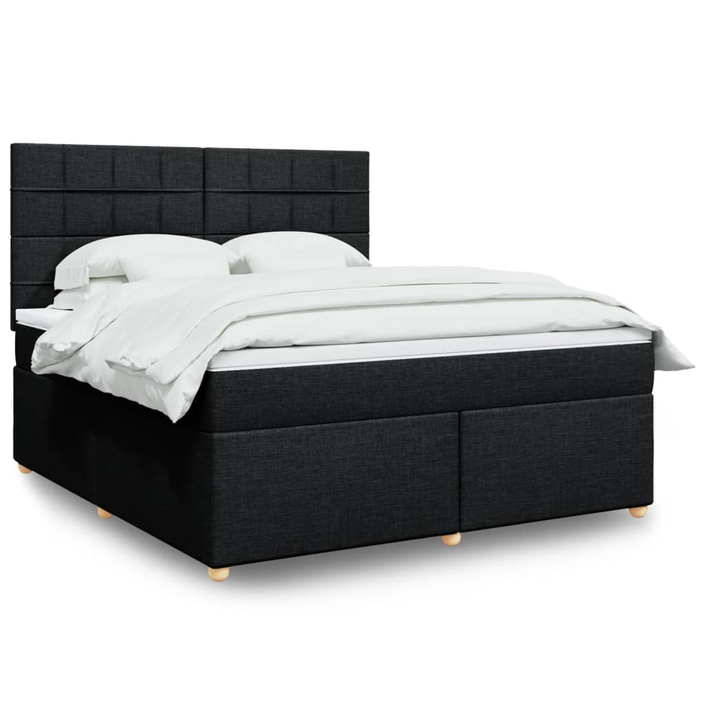 Box Spring Postel S Matrací Černá Textil Černá