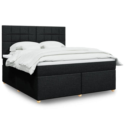Box Spring Postel S Matrací Černá Textil Černá