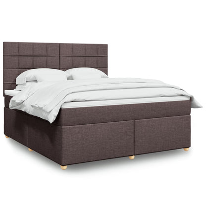 Box Spring Postel S Matrací Textil Tmavě Hnědá