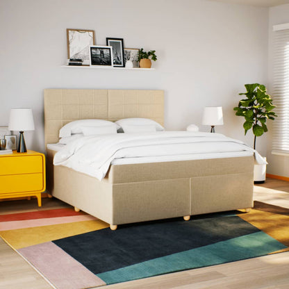 Box Spring Postel S Matrací Krémová 180X200 Cm Textil