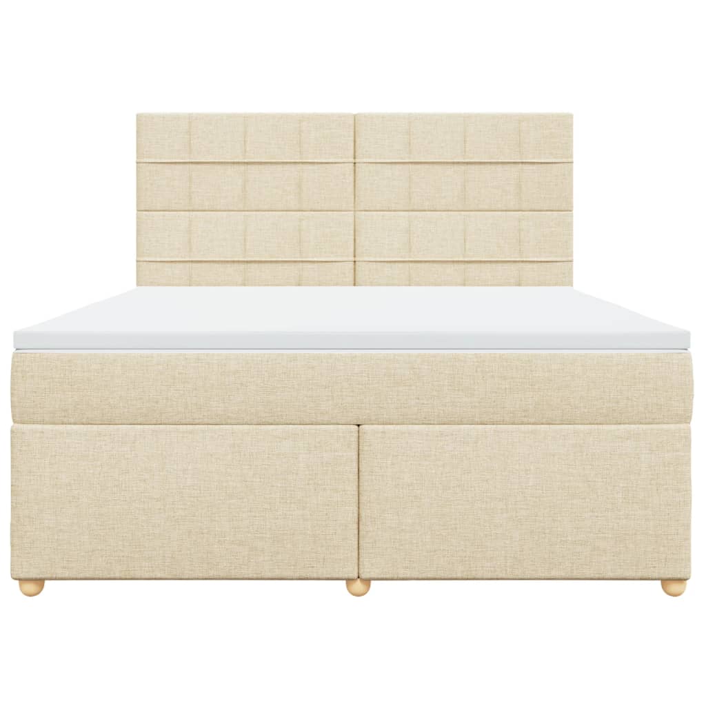 Box Spring Postel S Matrací Krémová 180X200 Cm Textil