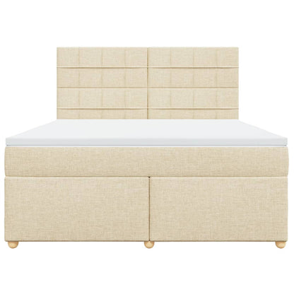 Box Spring Postel S Matrací Krémová 180X200 Cm Textil