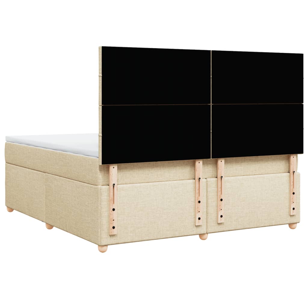 Box Spring Postel S Matrací Krémová 180X200 Cm Textil