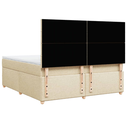 Box Spring Postel S Matrací Krémová 180X200 Cm Textil