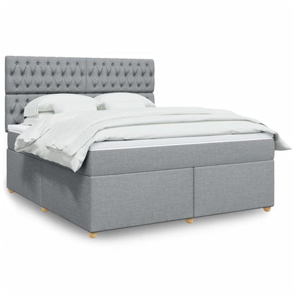 Box Spring Postel S Matrací Textil Světle Šedá