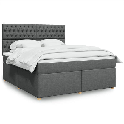 Box Spring Postel S Matrací Textil Tmavě Šedá
