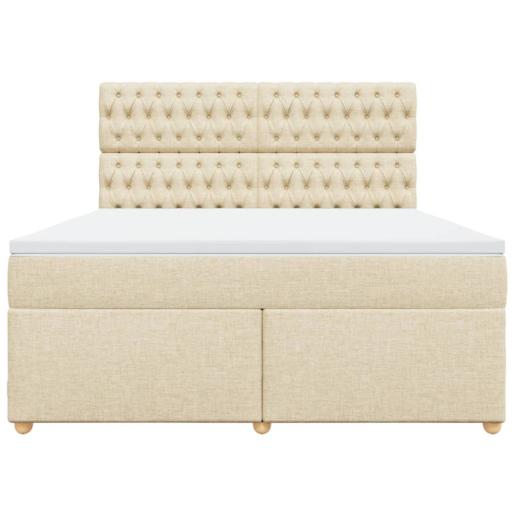 Box Spring Postel S Matrací Krémová 180X200 Cm Textil